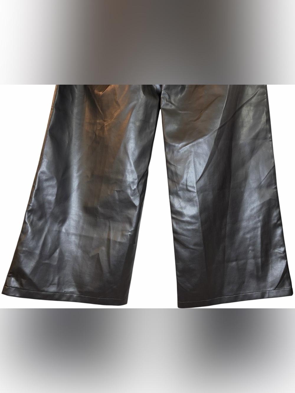 Commense Vegan Faux Leather High-Waisted Wide Leg Pants Size XL Femme Fatale - Picture 8 of 11